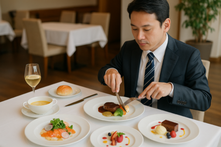 取引先との会食に使う前に読みたい、フレンチフルコースの基本イメージ