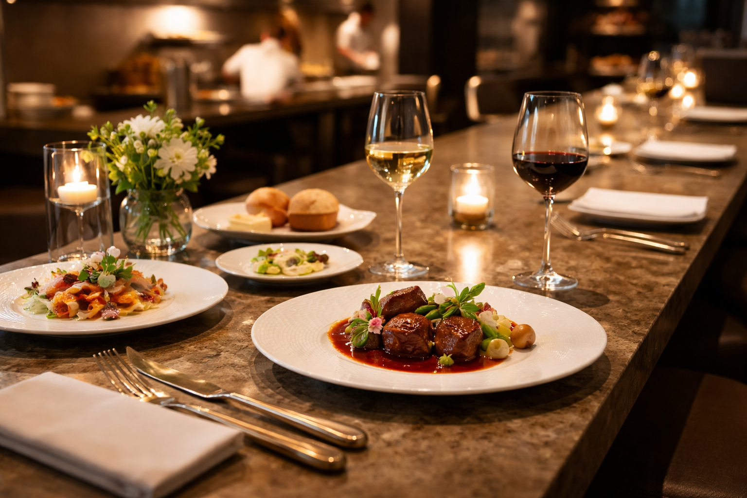 大切なゲストを“カウンター席”でスマートに。フレンチレストランで叶える上質な会食ディナーの作り方